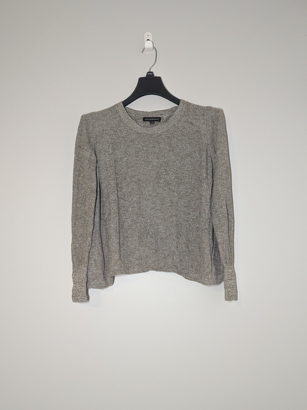 EUC Banana Republic Marled Sweater Medium Brown Overlap Back Modern Layering